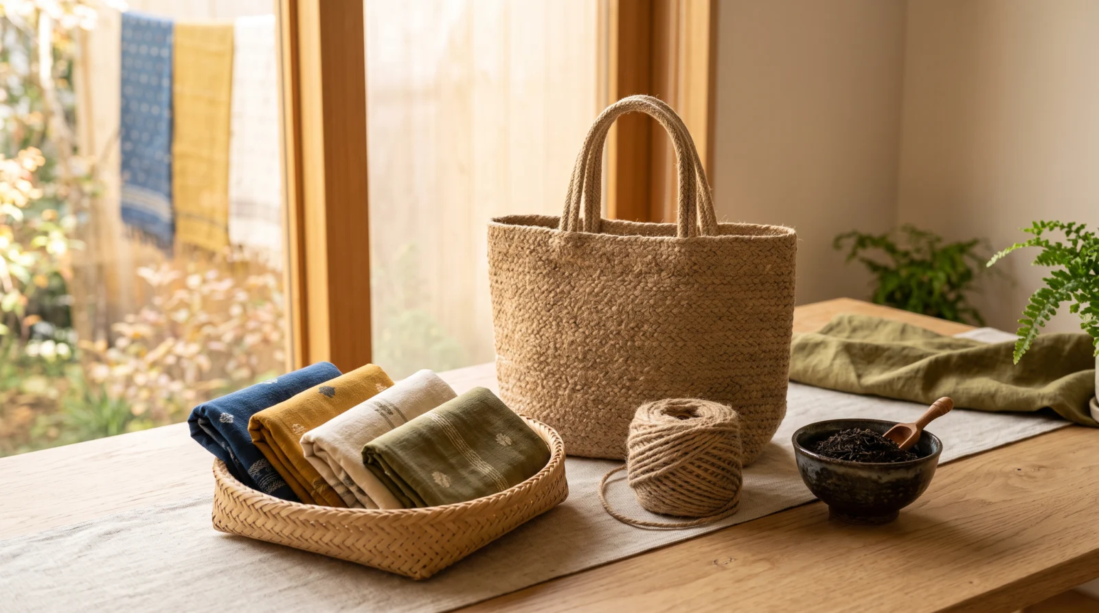 Jute bags, tea leaves and handloom textiles from Bangladesh